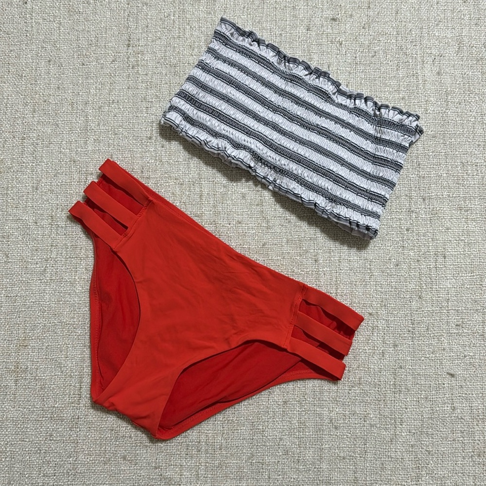 Zaful Stripe Tube Top/Sunn Lab Swim Bottom